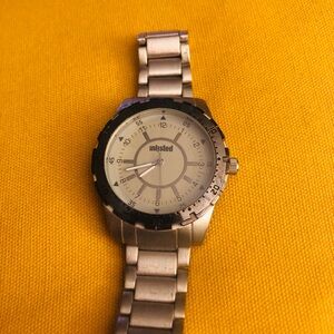 Unlisted Silver Watch with Black Bezel